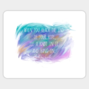 Motivational Positive Quote Abraham Lincoln on blue watercolor Sticker